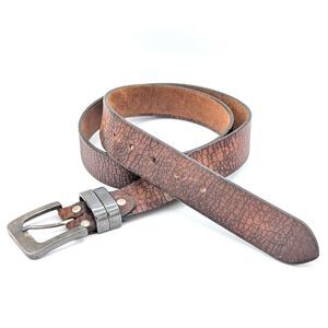 Tobacco Road Belt Co. Made in USA Textured Brown Leather Belt Size 44